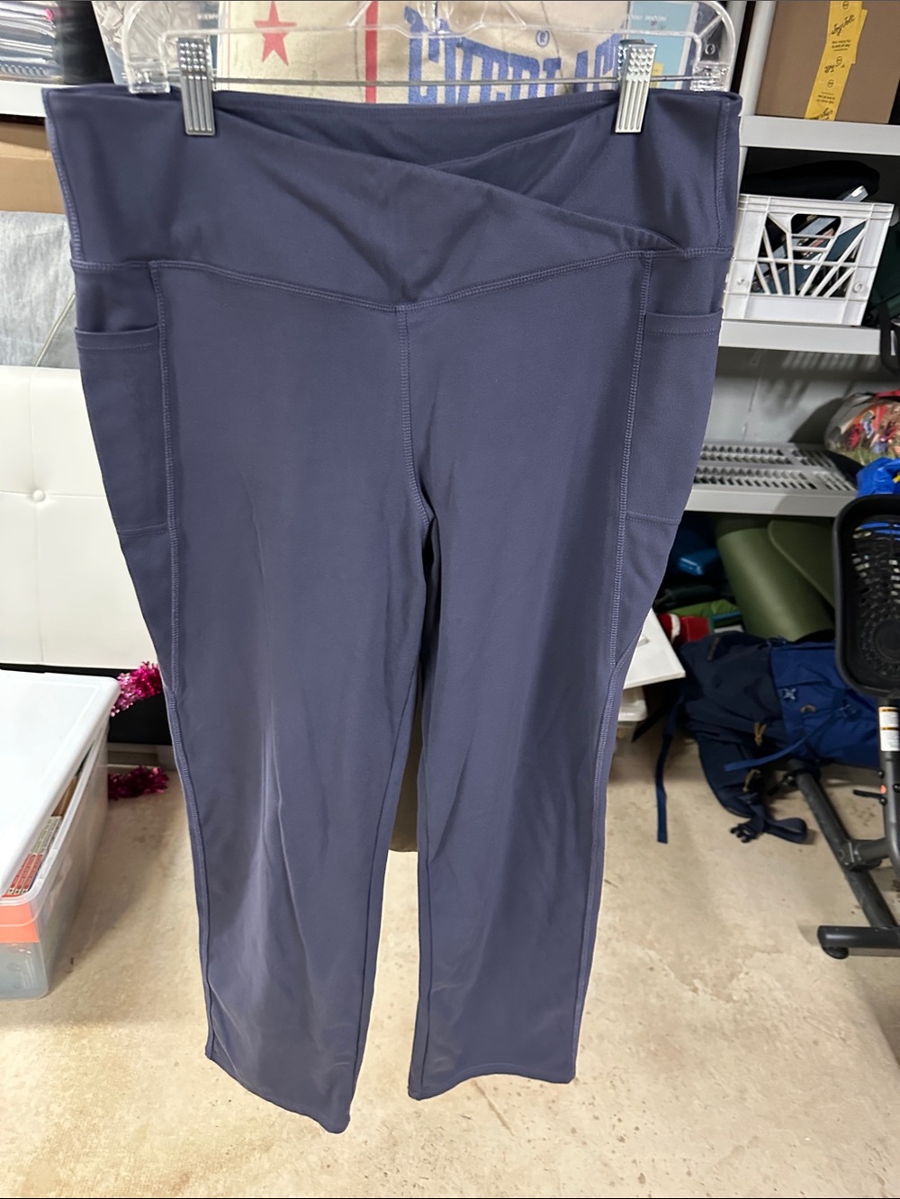 Jockey Women's V-Crossover Waist Track Pants in Slate Blue